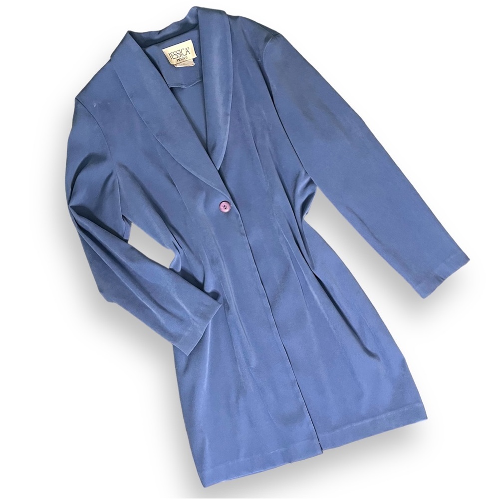 Vintage 90's Blue Suede Long Blazer